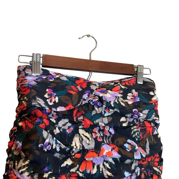 ZARA Floral And Black Print Mini Skirt Ruched Sides Women’s Size Small - Picture 3 of 10